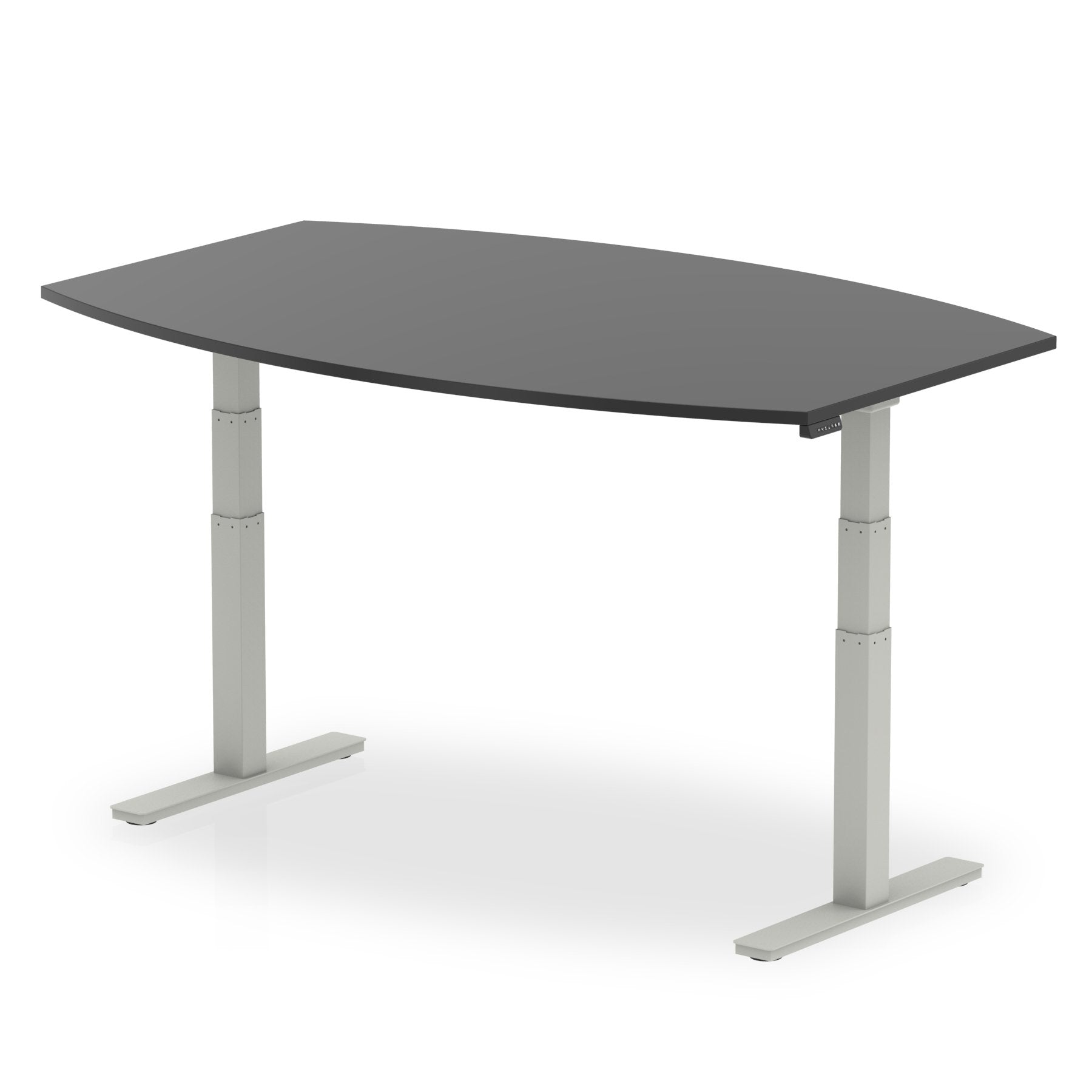 Dynamic High Gloss 1800mm Writable Boardroom Table Black Top Silver Height Adjustable Leg I003551 DD