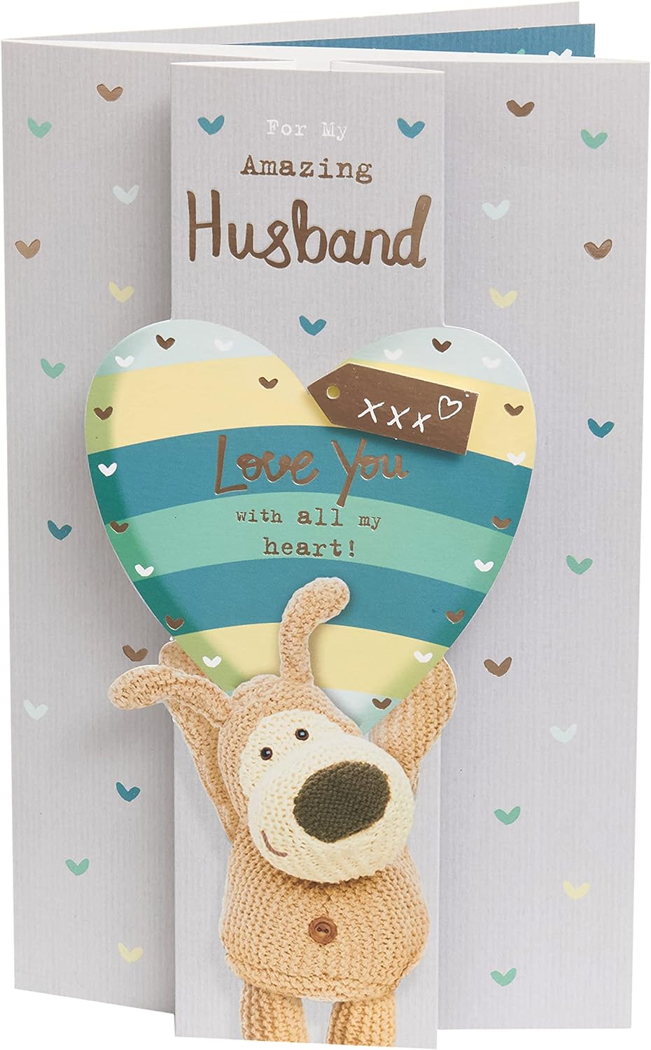 Boofle Holding Heart Above Head Husband Birthday Card