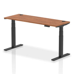 Dynamic Air 1600 x 600mm Height Adjustable Desk Walnut Top Cable Ports Black Leg HA01231 DD