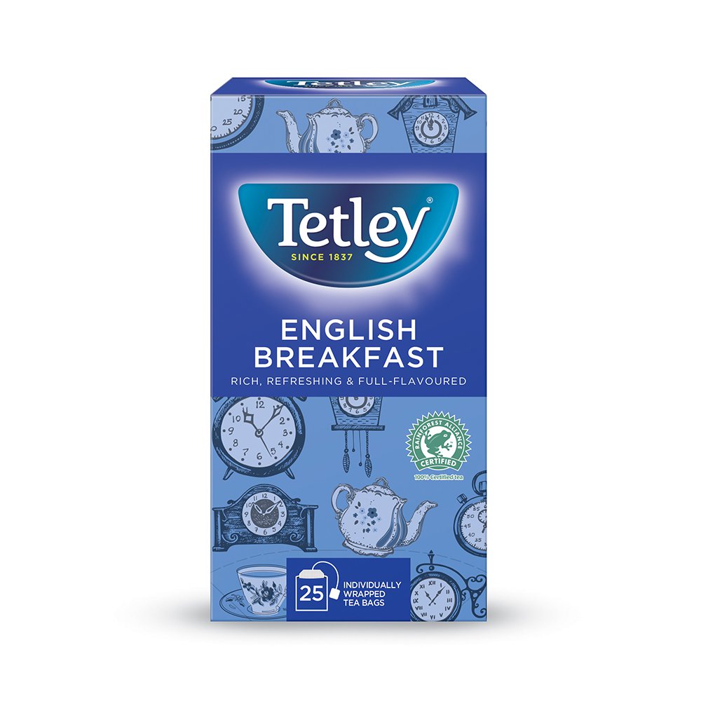 Tetley English Breakfast Tea Bags Individually Wrapped and Enveloped (Pack 25) - 0403254