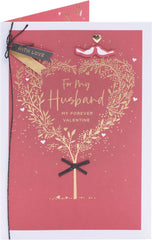 UK Greetings Valentine's Day Card For Husband - Gold Heart Tree Design