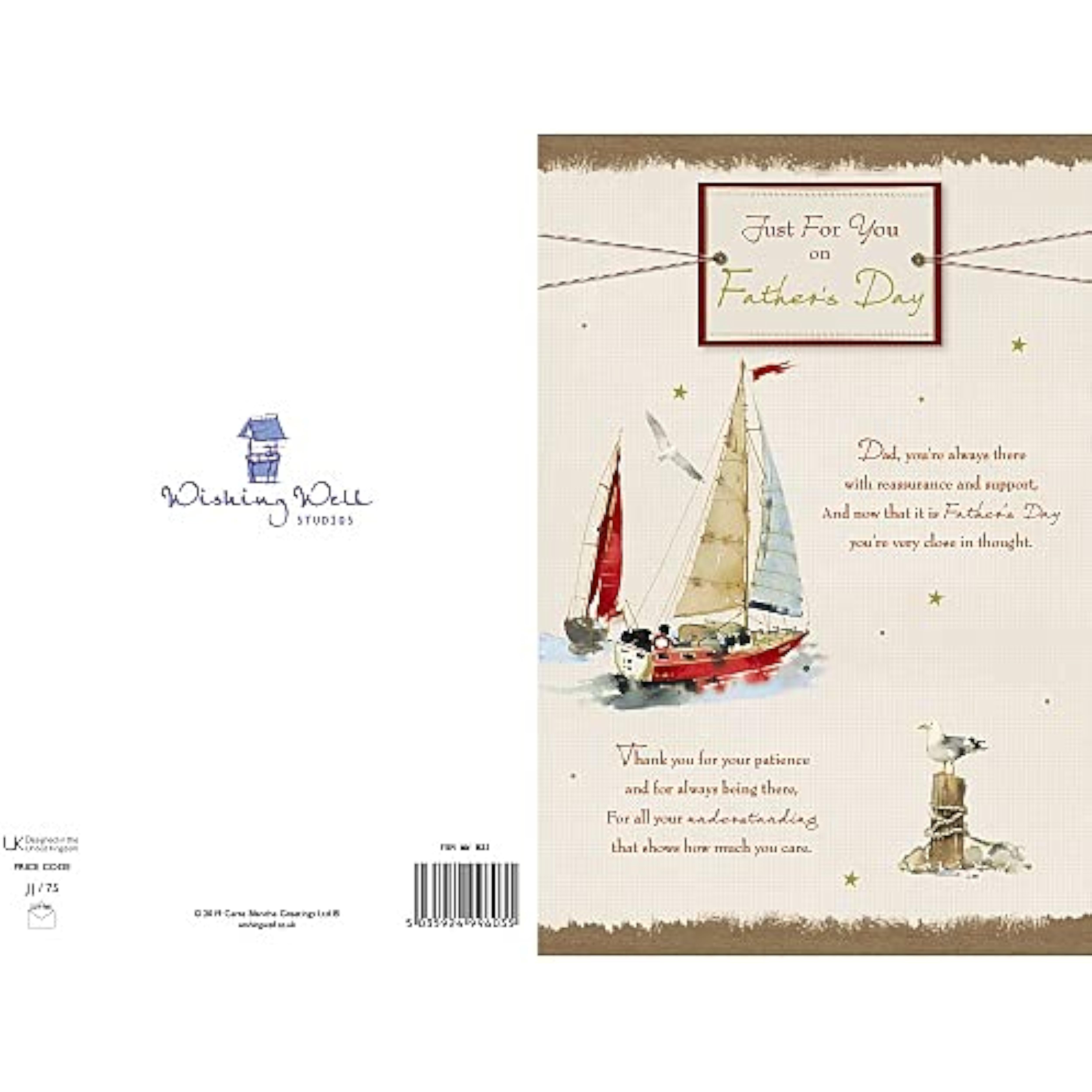 Wishing Well Studios Father's Day Card - Just for You on Father's Day Sailing Boat Design