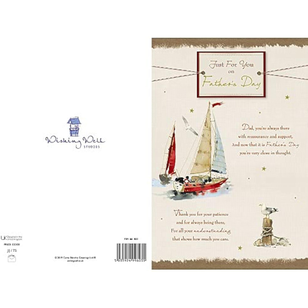 Wishing Well Studios Father's Day Card - Just for You on Father's Day Sailing Boat Design
