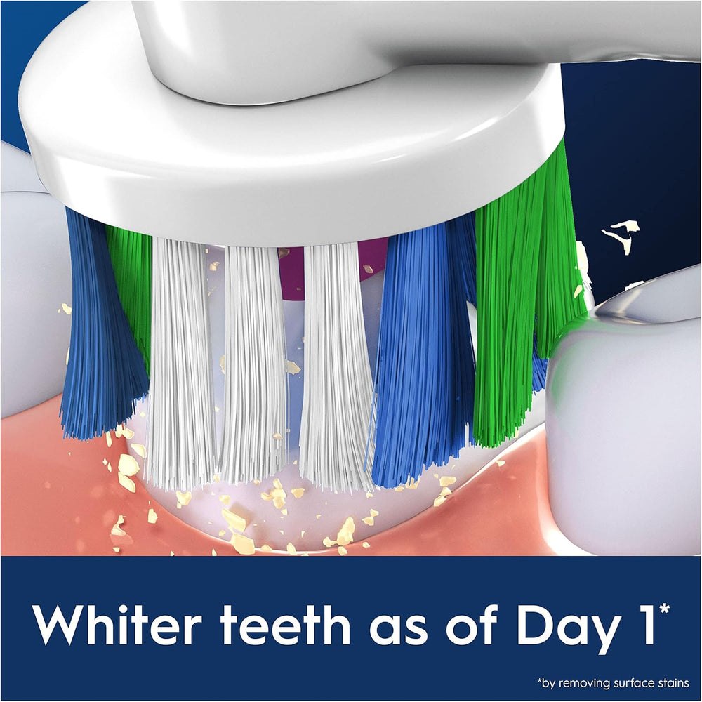 Eight Oral-B 3D White replacement toothbrush heads for effective teeth whitening and cleaning.