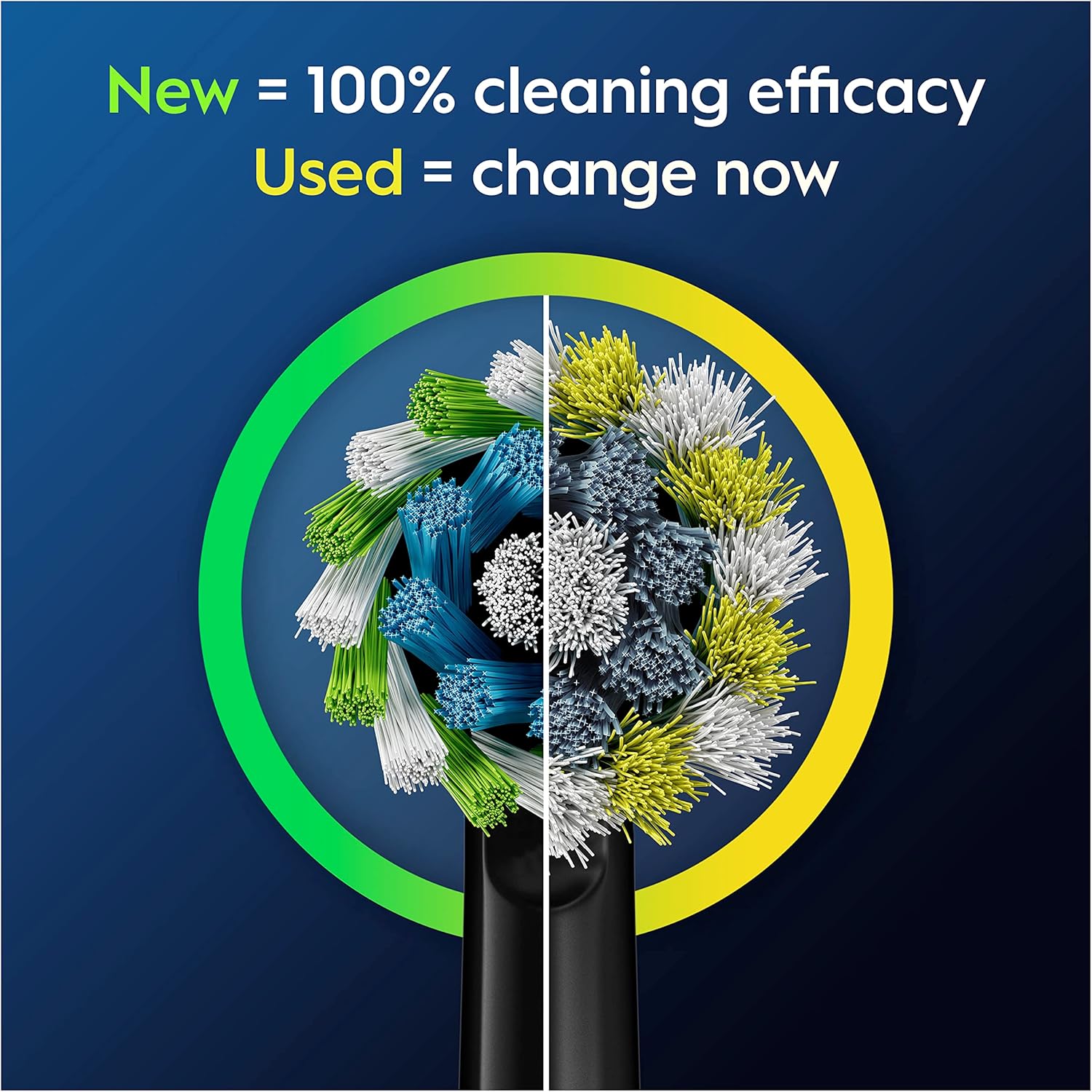 Eight Oral-B CrossAction black replacement toothbrush heads for electric toothbrushes, showing the brush heads with cross-action bristles.