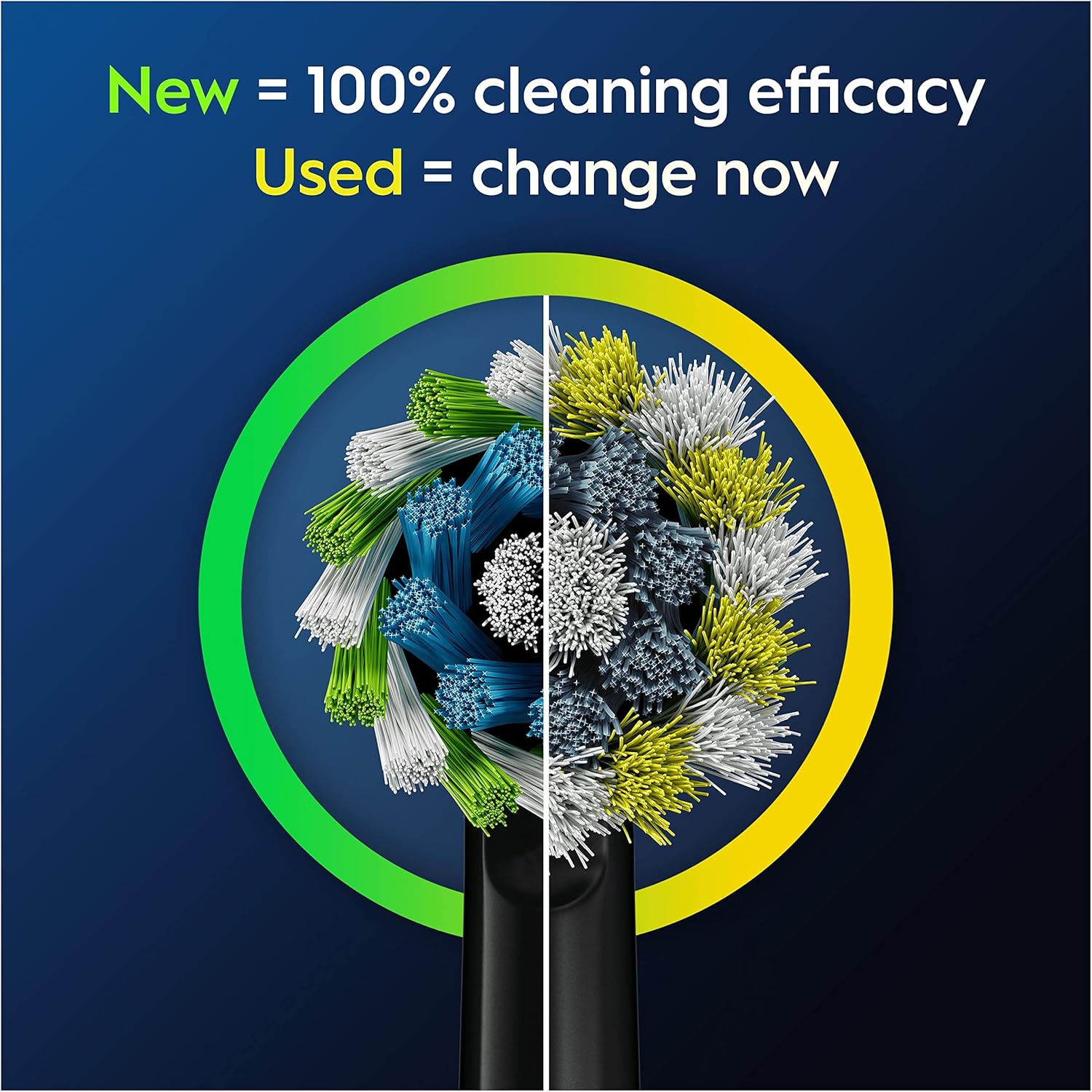 Eight Oral-B CrossAction black replacement toothbrush heads for electric toothbrushes, designed for effective cleaning and gum care.