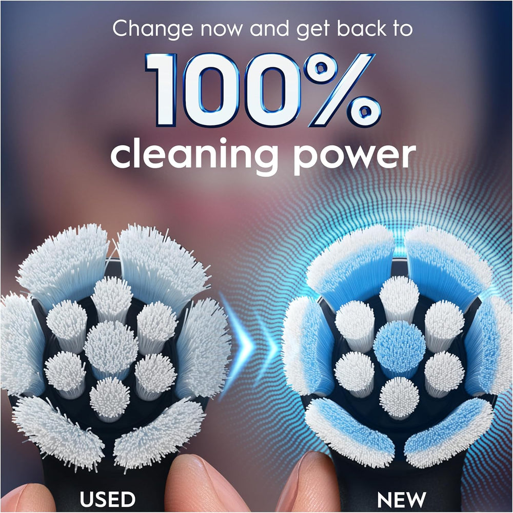Oral-B iO Gentle Care replacement brush heads in black, 4-pack, for electric toothbrush cleaning and gum gentle care.