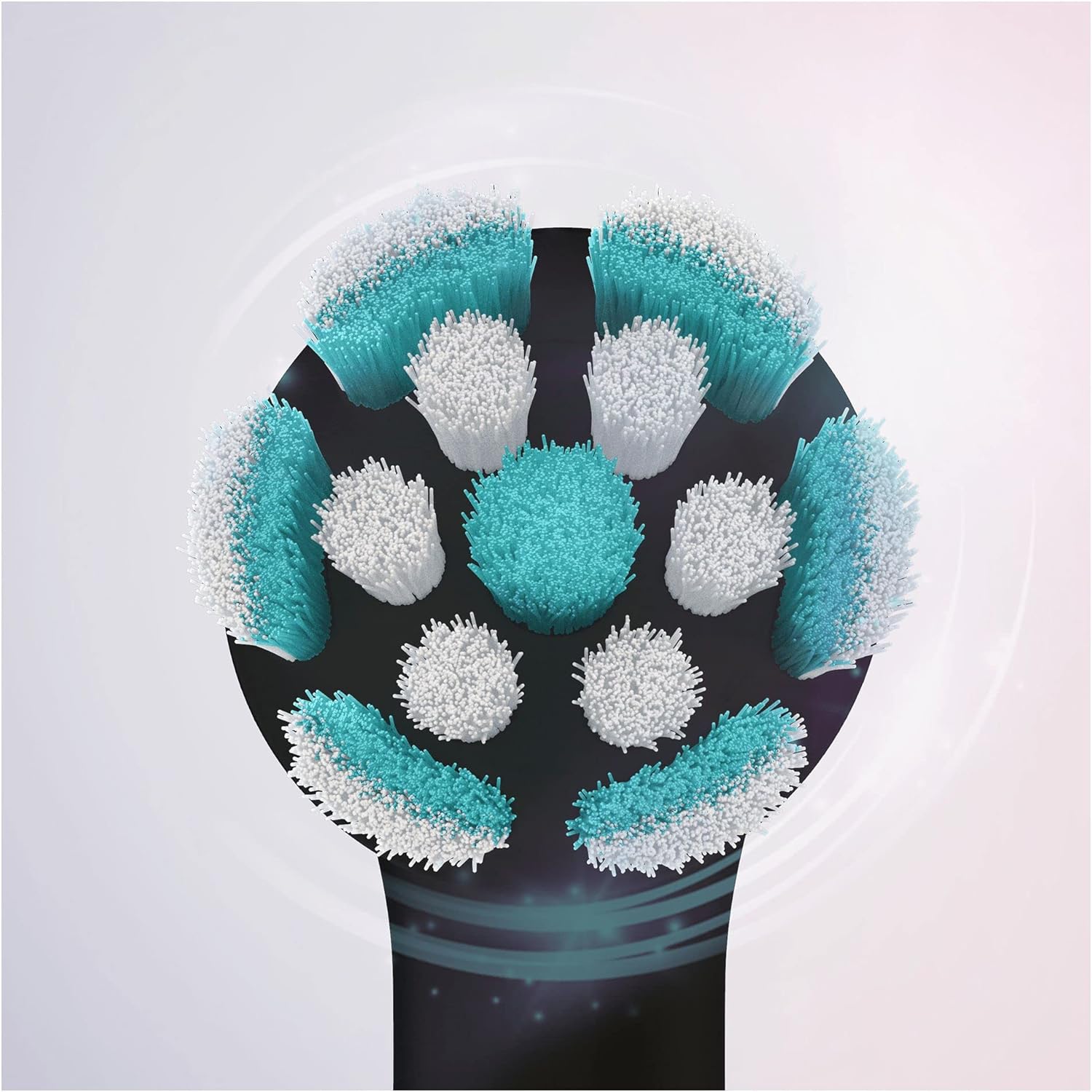 Six Oral-B iO Gentle Care replacement toothbrush heads in black for compatible electric toothbrushes.