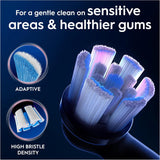 Set of 8 Oral-B iO Gentle Care replacement brush heads in black for electric toothbrushes, designed for gentle cleaning.