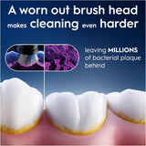 Two white Oral-B iO Gentle Care replacement toothbrush heads for electric toothbrushes, shown in a 2-pack.