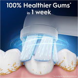 Set of 8 Oral-B iO Gentle Care replacement brush heads in white designed for compatible electric toothbrushes.