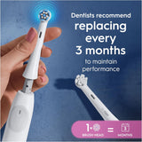 Eight white Oral-B iO Gentle Care replacement brush heads for electric toothbrushes, shown in a pack.