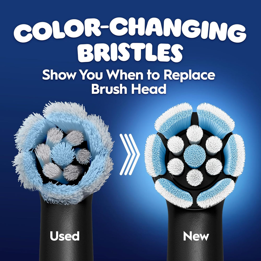 Two Oral-B iO Kids Marvel Spider-Man replacement toothbrush brush heads for children’s electric toothbrushes, featuring Spider-Man design.