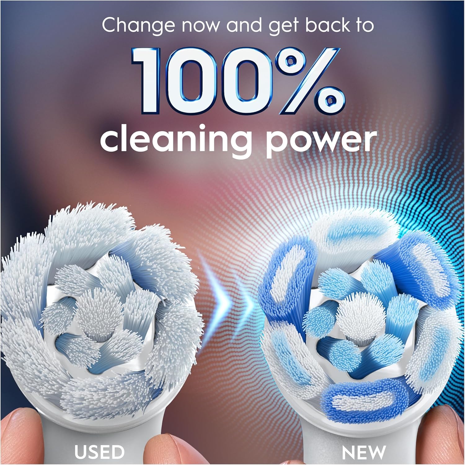 Set of 10 Oral-B iO Ultimate Clean replacement brush heads in white for electric toothbrushes, designed for thorough cleaning.