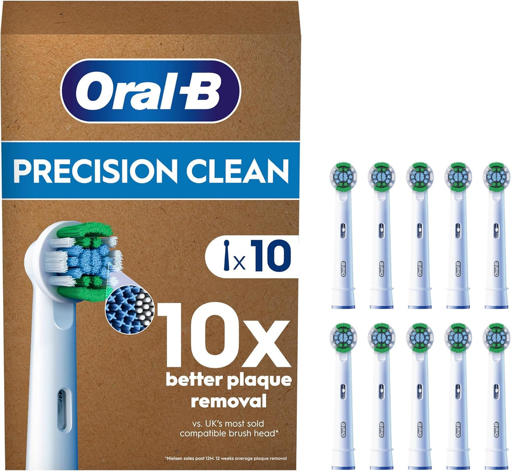 Set of 10 Oral-B Precision Clean replacement toothbrush heads for effective cleaning and oral hygiene.
