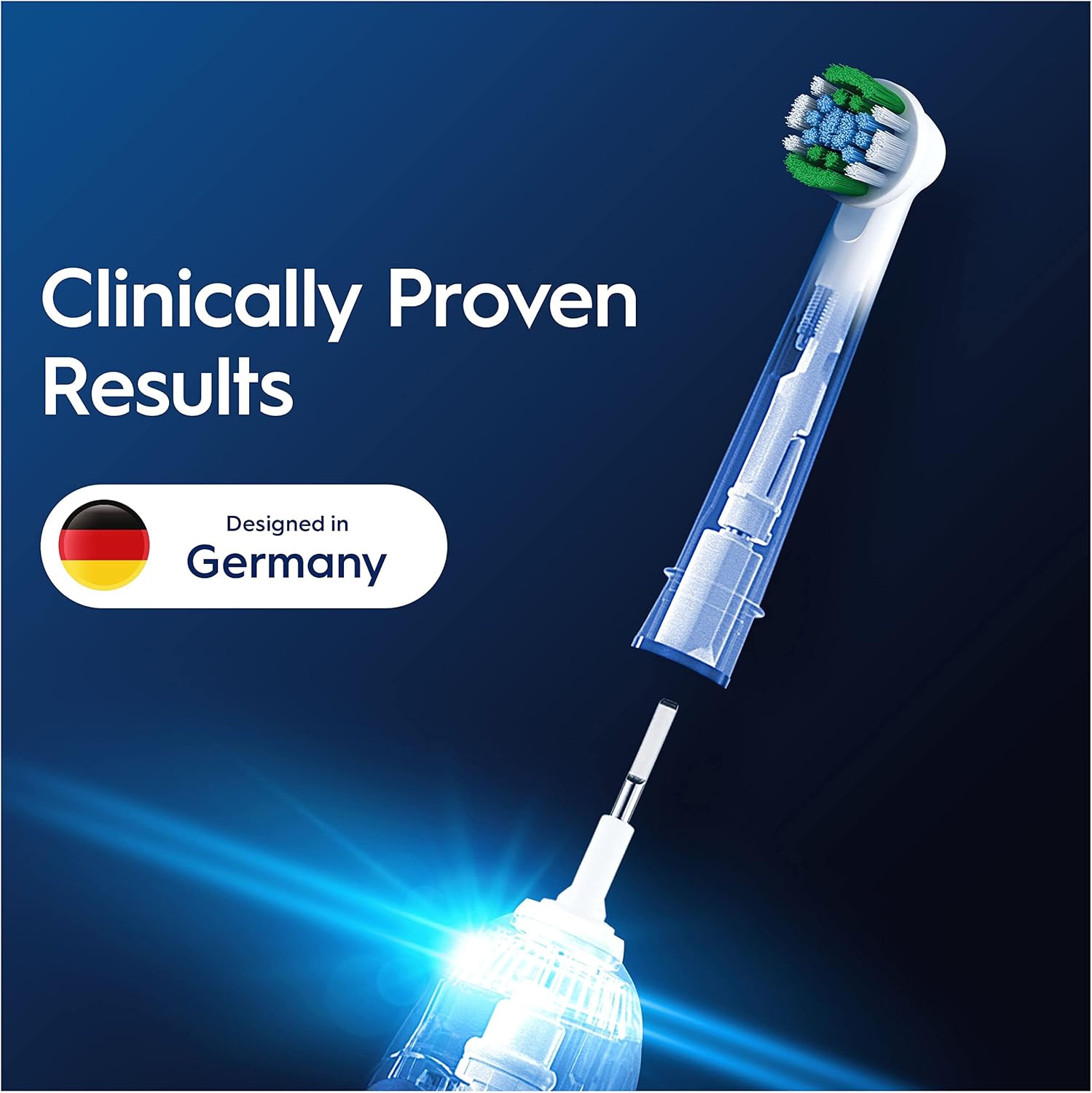 Pack of 12 Oral-B Precision Clean replacement toothbrush heads for electric toothbrushes, showing clean bristle design.