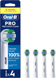 Set of four Oral-B Precision Clean replacement toothbrush heads for effective dental cleaning and oral hygiene.