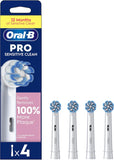 Oral-B Sensitive Clean replacement toothbrush heads, 4-pack, designed for gentle cleaning and oral health.