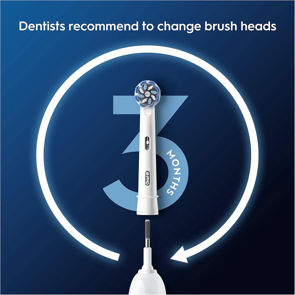 Oral-B Sensitive Clean replacement toothbrush heads, 4-pack, designed for gentle cleaning and oral health.