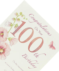 Delicate Pink Flower100th Birthday Card