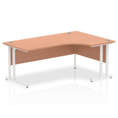 Impulse Contract Right Hand Crescent Cantilever Desk W1800 x D1200 x H730mm Beech Finish/White Frame - I001878 DD
