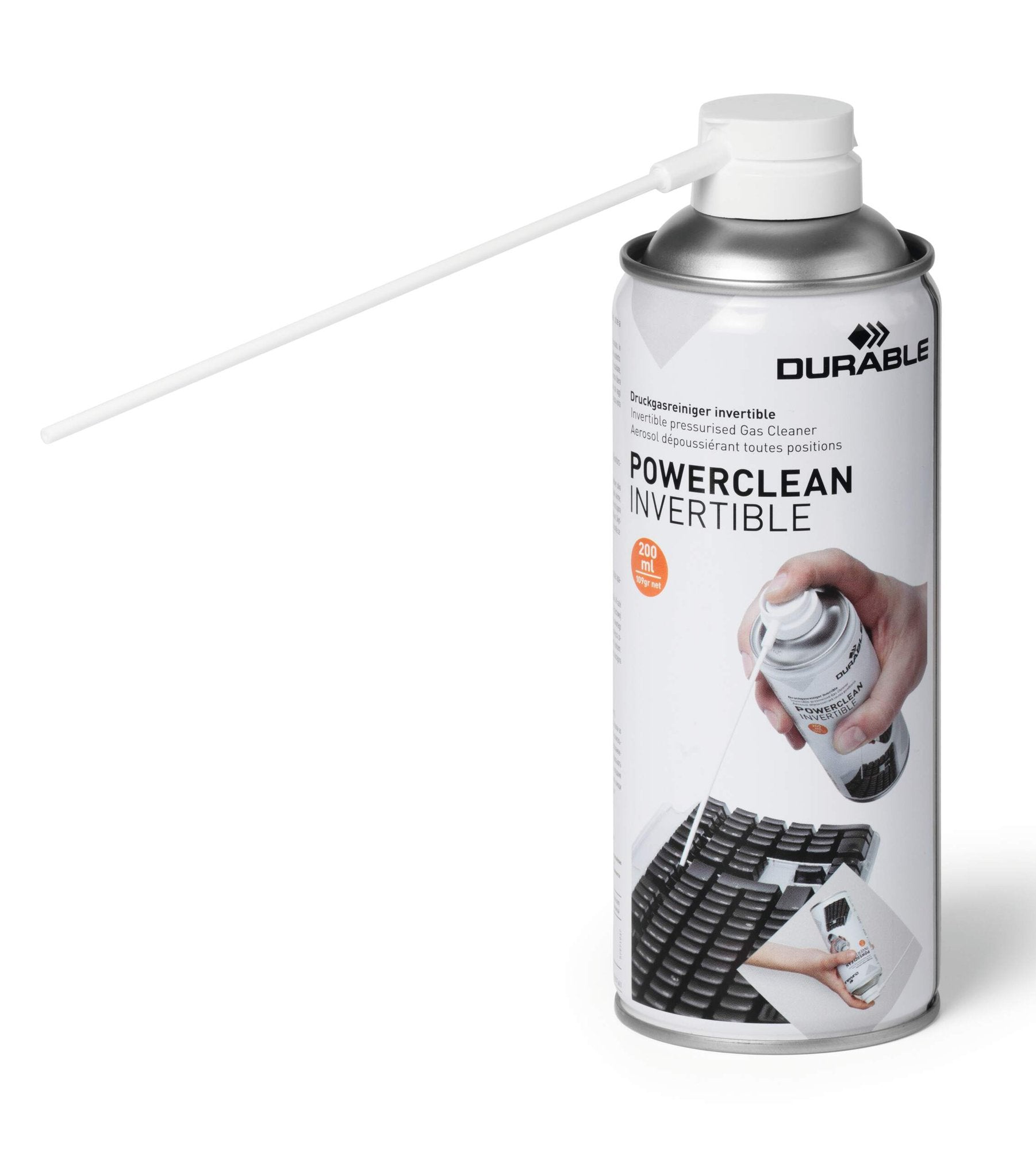Durable POWERCLEAN Strong HFC-Free Invertible Air Duster Cleaner 200ml - 579719