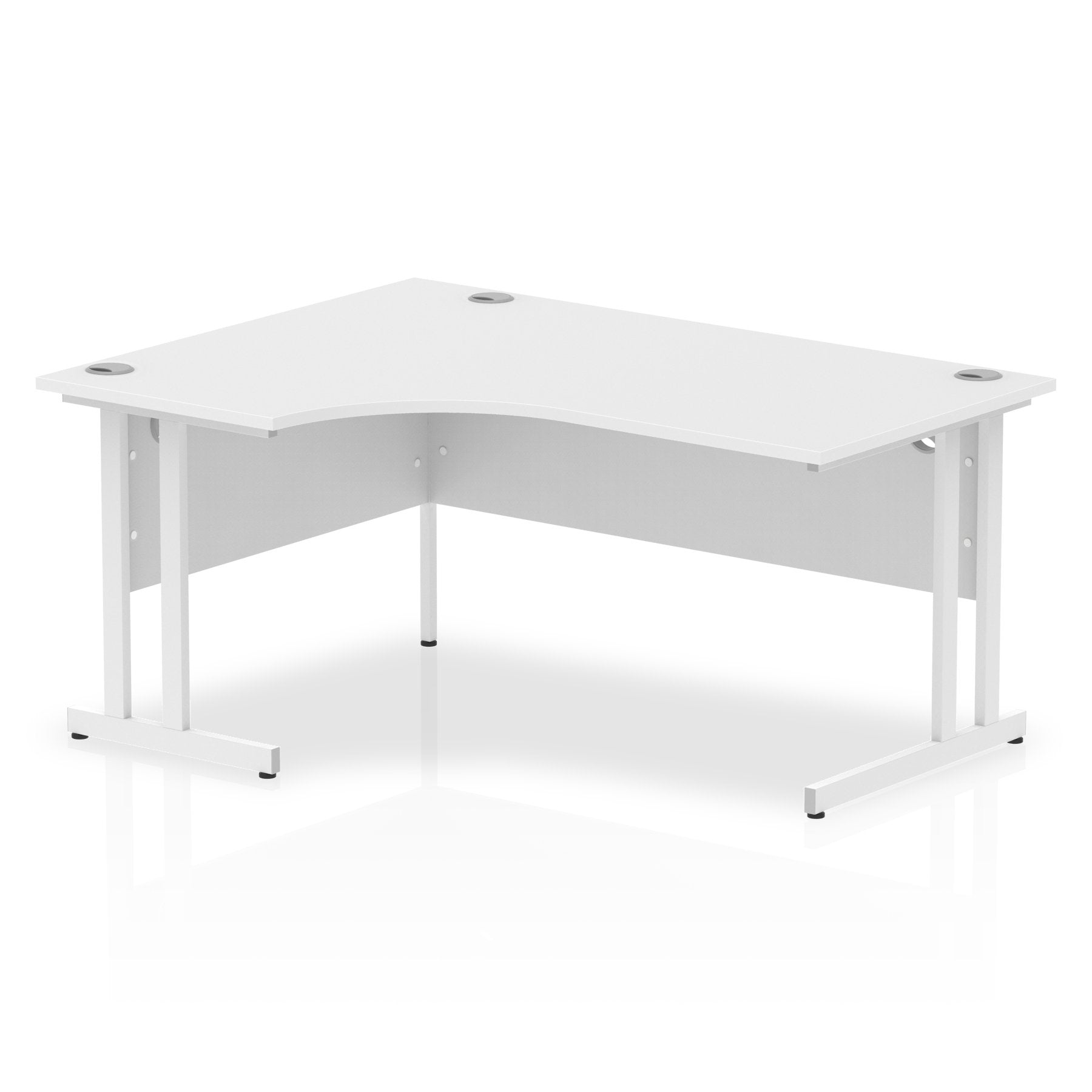 Impulse Contract Left Hand Crescent Radial Cantilever Desk W1600 x D1200 x H730mm White Finish/White Frame - I002392 DD