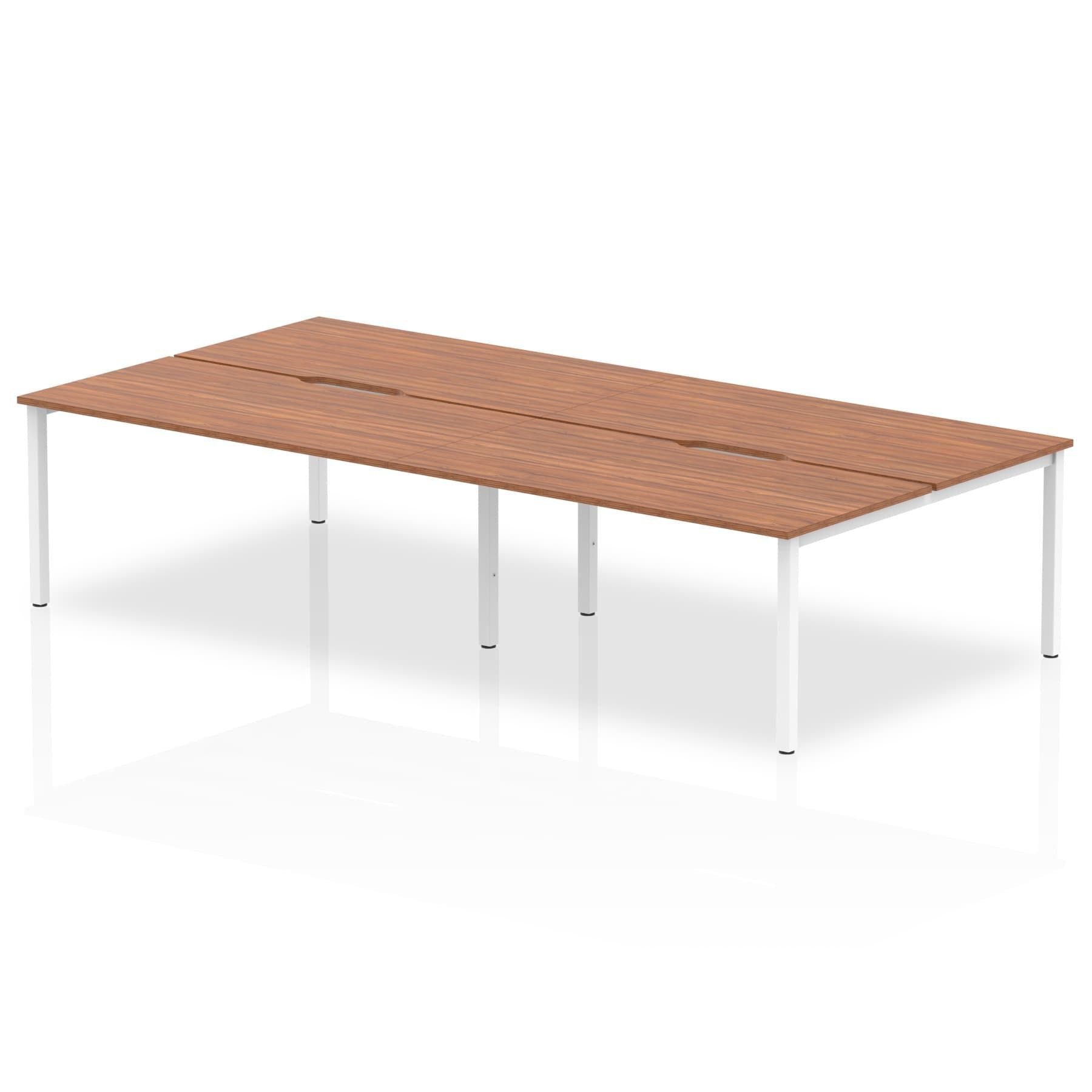 Evolve Plus 1600mm Back to Back 4 Person Desk Walnut Top White Frame BE227 DD
