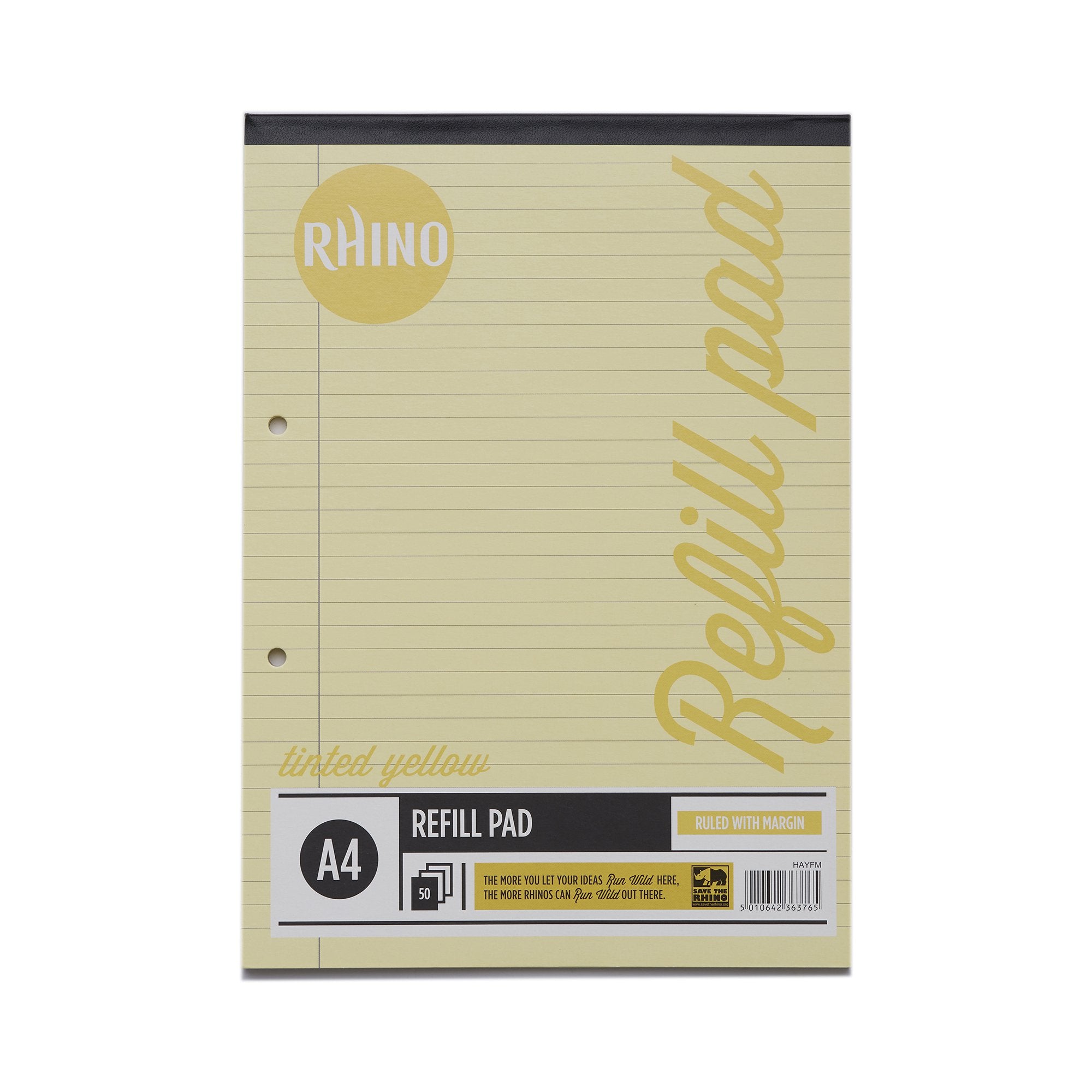 Rhino A4 Special Refill Pad 50 Leaf Feint Ruled 8mm With Margin Yellow Tinted Paper (Pack 6) - HAYFM-6 DD