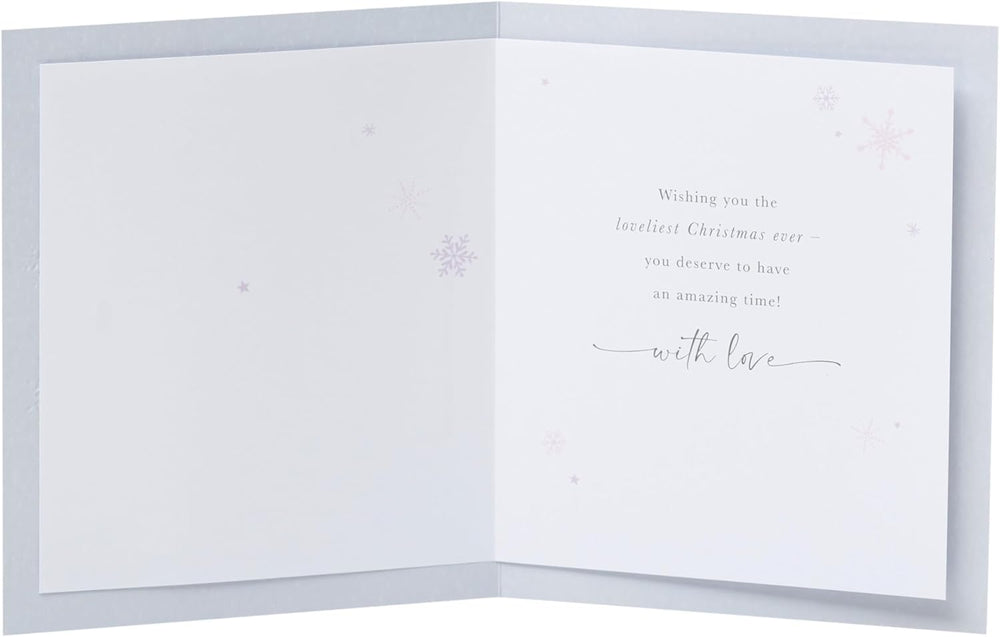 UK Greetings Christmas Card for Him, Her or Friend – Snowflakes Festive Design
