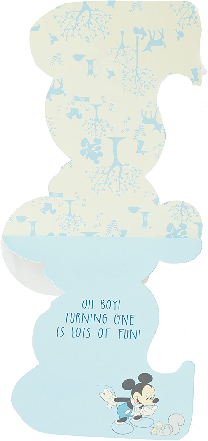 You're 1 Disney Mickey Mouse Die Cut Design Baby Boy Birthday Card