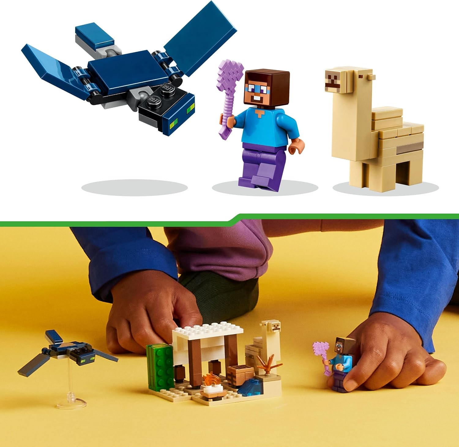 LEGO Minecraft Steve's Desert Expedition - House Toy with 3 Figures incl. Steve, plus a Crafting Table & Enchanted Axe - Gaming Gift for 6+ Year Old Boys & Girls - 21251