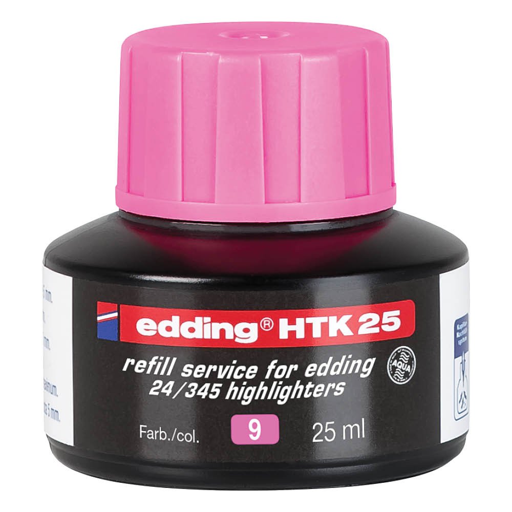 edding HTK 25 Bottled Refill Ink for Highlighter Pens 25ml Pink - 4-HTK25009