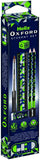 Oxford Helix Oxford Geo student math set with blue and green geometric tools, including rulers, compasses, and protractors for school use.