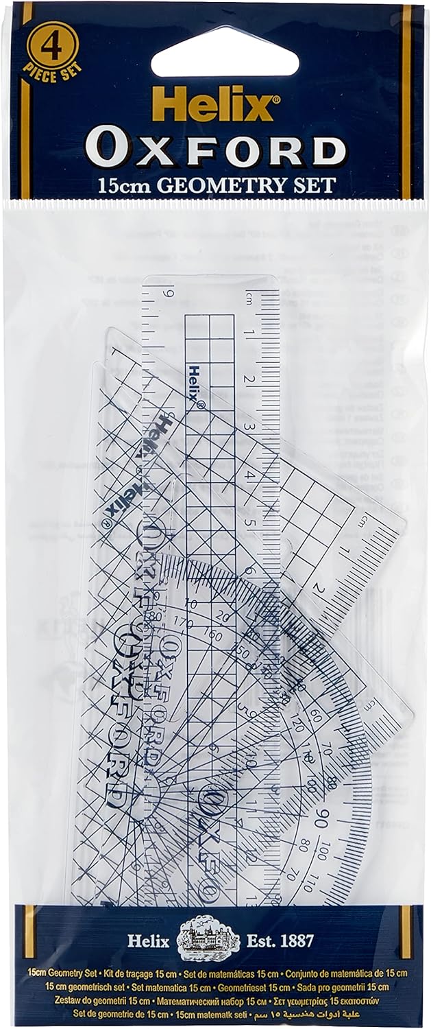 Oxford 15cm drafting set with math tools including rulers, compasses, and pens for precise technical drawing and drafting.
