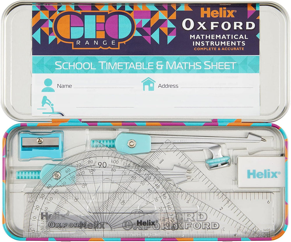 Oxford Geo Bulk Pack Orange math sets including rulers, compasses, and protractors for geometry and drawing activities.