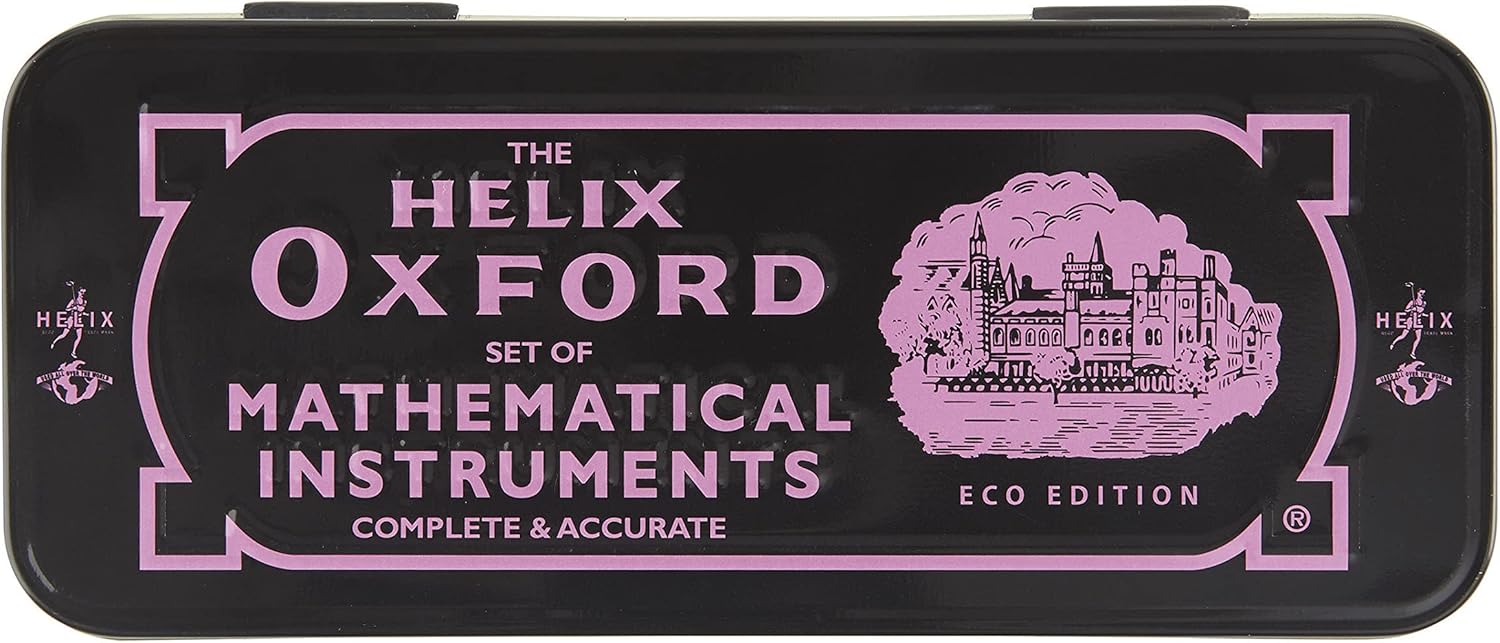 Oxford Oxf Eco pink maths set for students, includes stationery tools, designed for eco-friendly learning and school use.