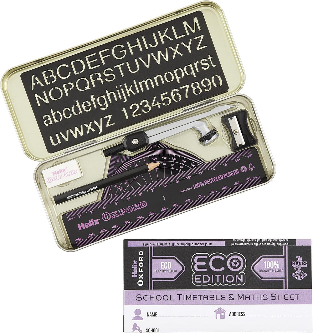 Oxford Oxf Eco Pink Maths Set, including rulers and geometry tools, designed for students studying mathematics.