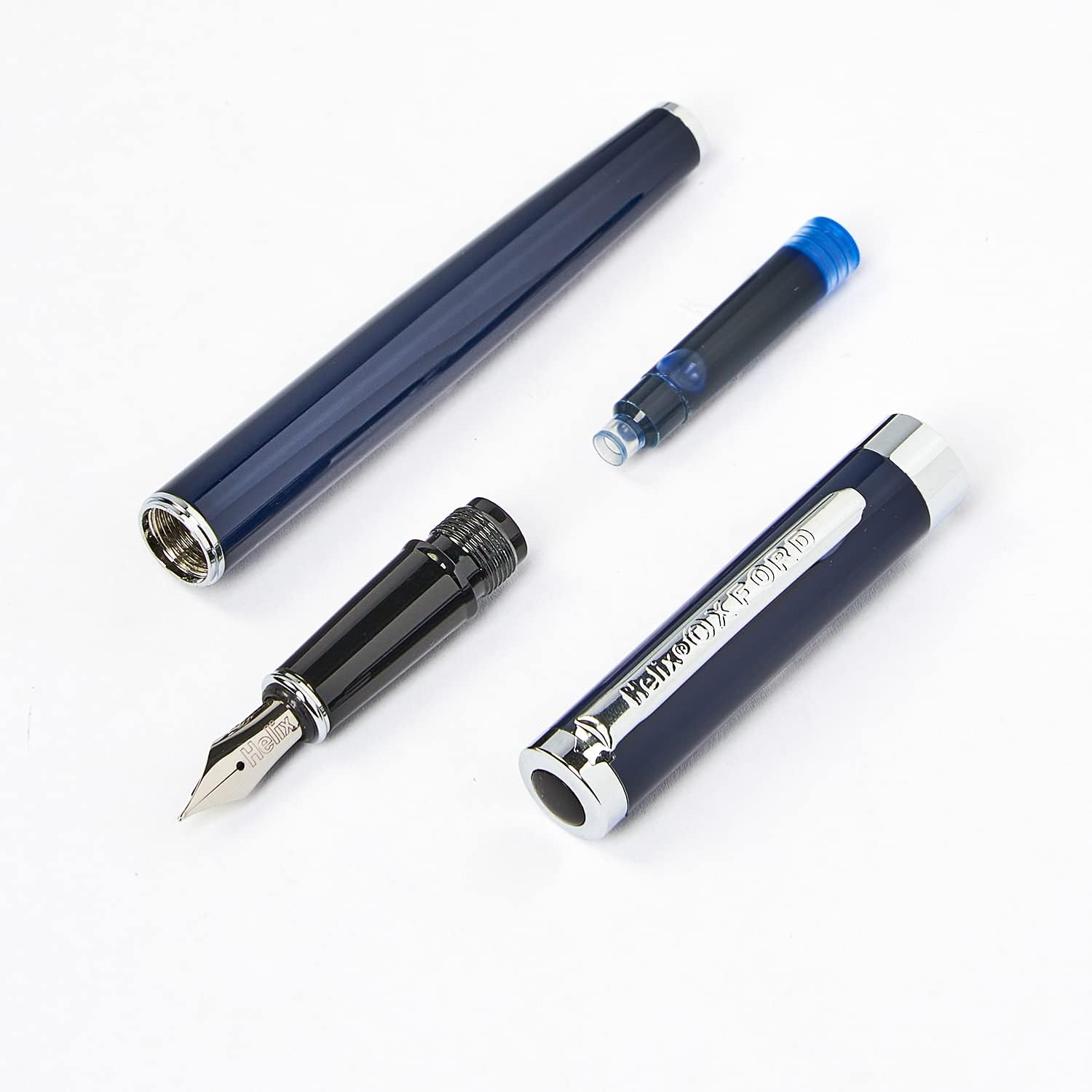 Set of 20 Oxford Helix Black Ink Cartridges for pens, shown in a clear pack with brand and product details.