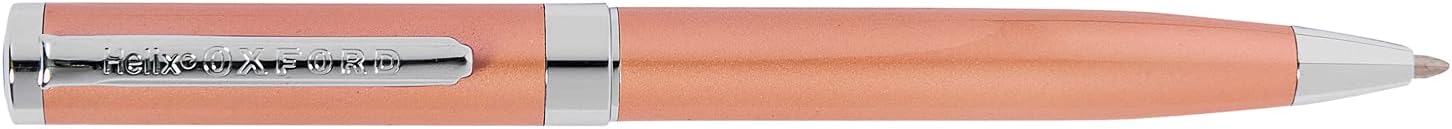 Oxford Helix Oxford Rose Gold Ballpoint Pen with blue ink, sleek design and shiny rose gold finish.