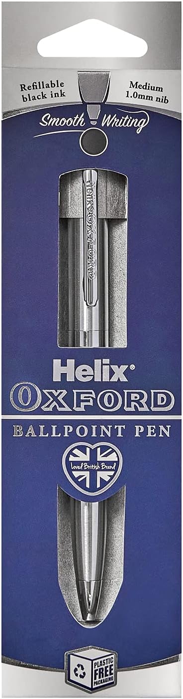 Oxford Helix Oxford stainless steel ballpoint pen with black ink, sleek design and durable construction, ideal for everyday writing.