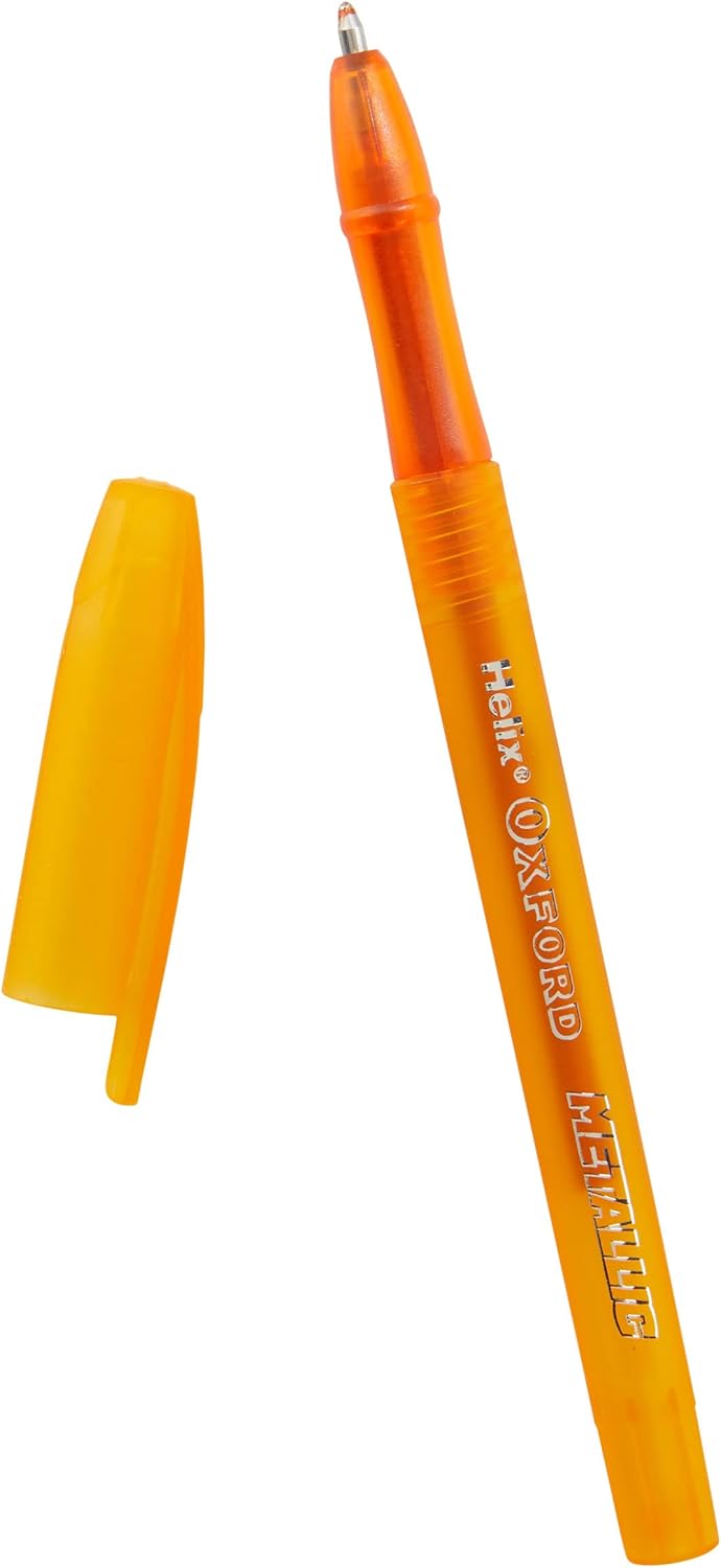 Set of 10 Oxford metallic pens featuring vibrant, shiny ink colors in a sleek pen pack for writing and creative projects.
