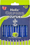 Set of 10 Oxford Writing Curve Pens in blue with sleek design, ideal for writing and note-taking.