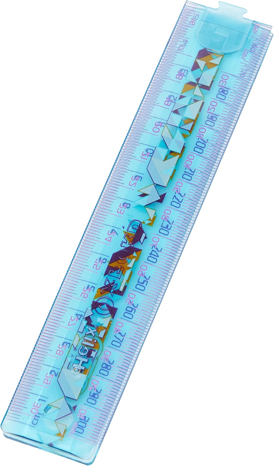 Orange Oxford Geo Folding Rule ruler with measurement markings, shown extended and folded for versatile use and precise measurements.