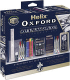 Oxford Helix Oxford Complete Back to School Stationery Set with colorful pens, notebooks, and school supplies arranged on a table.