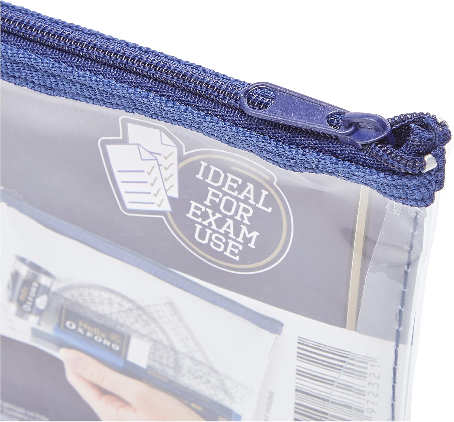 Oxford Helix Oxford 8-inch clear pencil case, durable and compact storage solution for pens, pencils, and stationery.