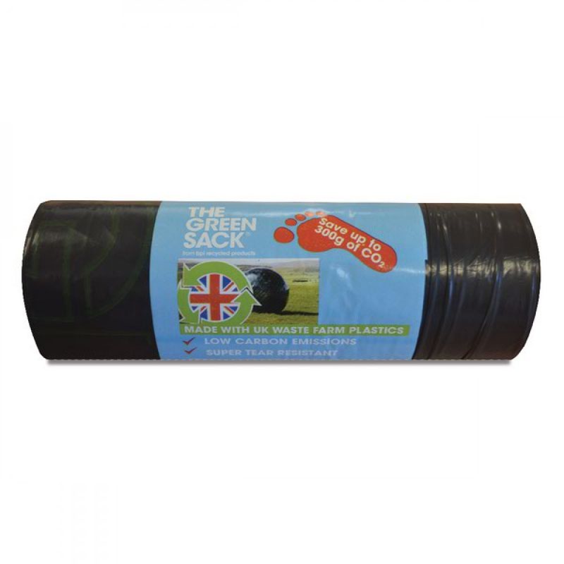 The Green Sack Medium Duty Refuse Sack 940mm x 710mm 70 Litre Black Roll (Pack 15) 0703125