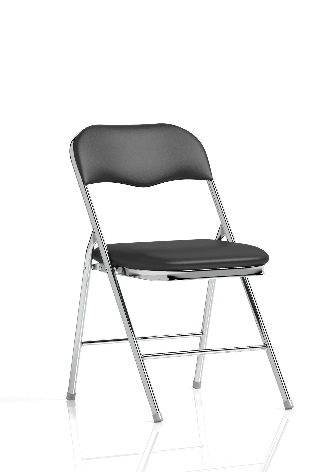 Dynamic Sicily PU Leather Folding Chair Black/Chrome Frame - BR000311 DD