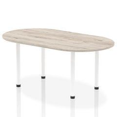 Dynamic Impulse W1800 x D1000 x H740mm Boardroom Table Post Leg Grey Oak Finish White Frame - I003746 DD