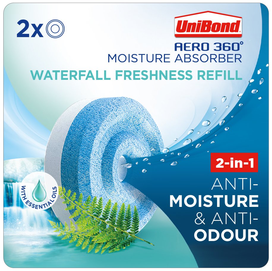 Unibond Aero 360 Moisture Absorber 2-in-1 Anti-Moisture and Anti-Odour Waterfall Freshness Refill (Pack 2) - 2631290